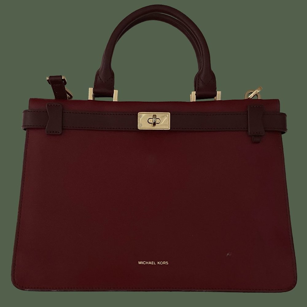 MICHAEL KORS TATIANA MEDIUM TWO TONE LEATHER SATCHEL (minor flaws)